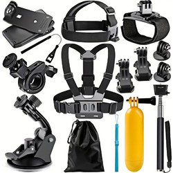 Techsuit - Σετ Αξεσουάρ Camquest 15 Σε 1 (sa15) - Για Κάμερα Gopro - Μαύρο