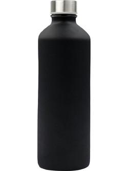 Uniglass Μπουκάλι Γυάλινο Μαύρο 1lt Με Inox Καπάκι