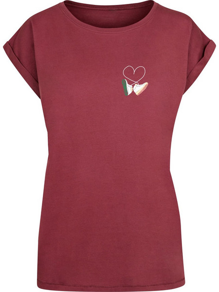 Ladies Kicks Love Extended Shoulder Tee cherry
