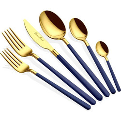 Μαχαιροπίρουνα Allegra (Σετ 36Τμχ) 645DRM1224 Gold-Blue Hermia 36 τμχ Ανοξείδωτο Ατσάλι