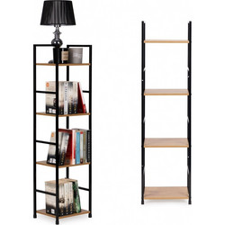 Μοντέρνο ξύλινο ράφι, μεταλλικός σκελετός LOFT, 4 ράφια