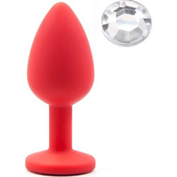 Anal Silicone Color Buttplug Small With Crystal Base / Assorted Colors