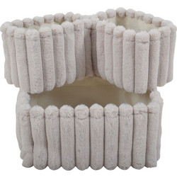 Καλάθι Βελούδινο Σετ 3Τμχ. Σε Μπεζ Χρώμα