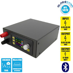 GloboStar(R) 79984 DPS5020-USB-BT Ψηφιακό Δοκιμαστικό Εργαλείο Ηλεκτρονικού/Τεχνικού Τμήματος Ρυθμιζόμενης Τάσης & Ampere - Βολτόμετρο/Αμπερόμετρο/Βατόμετρο Μετατροπέας με LCD Οθόνη Max Output 0-20A/D
