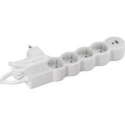 Legrand SurgeArrest 4 Outlets 1.5m USB A+C Cable White/Grey