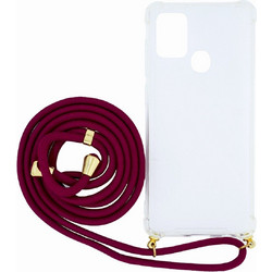 Mercury Strap Case Back Cover Transparent / Burgundy (Samsung Galaxy A21s)
