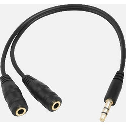 GBC 14.1560.28 Διαχωριστής Ακουστικών 3.5 mm Stereo - Αρσενικό σε 2x Θηλυκό, 25 cm, Μαύρο