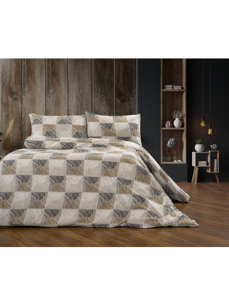 DIMcol Παπλωματοθήκη Εμπριμέ Κλεοπάτρα 609 160X240 Beige-Black 70/30 Cott/Pol