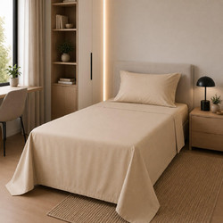 Astron Σεντόνι Μονό Βαμβακερό 170x270 Πεννιέ Beige