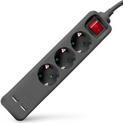 Entac Πολύπριζο 3 Θέσεων με USB-A και Καλώδιο 1.5m ESE1.5G3-1.5-SW-USB-B