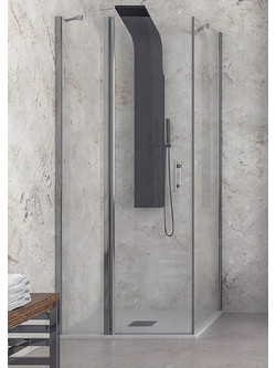 Karag Panex 100 & S28F Chromo Καμπίνα Ντουζιέρας Μπάνιου με Ανοιγόμενη Πόρτα 85Χ90Χ200cm Clear Glass
