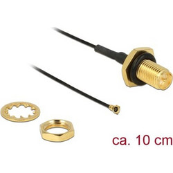 Delock Antenna Cable RP-SMA Jack Bulkhead to MHF IV/ HSC MXHP32 compatible plug 100 mm (12464)