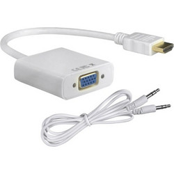 POWERTECH αντάπτορας HDMI σε VGA CAB-H072, καλώδιο 3.5mm, 0.20m, λευκός