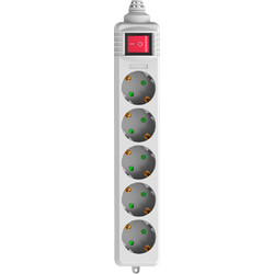 POWERTECH πολύπριζο PT-886, 5x schuko, 16A, χωρίς καλώδιο, λευκό