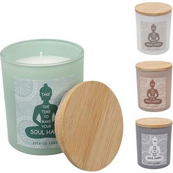 Αρωματικό κερί σε γυάλινο βάζο με καπάκι bamboo 4 αρώματα 8.5cm | ZAROS