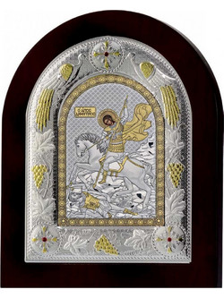 Εικόνα Prince silvero Άγιος Δημήτριος ασημένια σε καφέ ξύλο 24x29cm MA/E31130AX