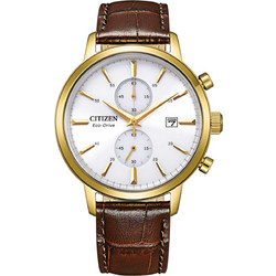 Citizen Eco-Drive Ανδρικό Ρολόι Χρονογράφος Solar με Καφέ Δερμάτινο Λουράκι CA7062-15A