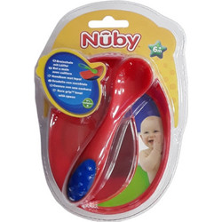 Nuby Μπολ Φαγητού με Κουταλάκι Κόκκινο 6m+ 2τμχ