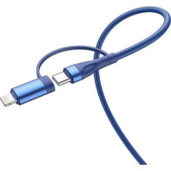 BX61 2-in-1 Source PD charging data cable(Type-C to Type-C/Lightning) blue 1m Μπλε Braided