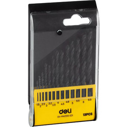 DELI σετ τρυπάνια DH-MHZ013-ED1 για σίδηρο HSS, 1.5-6.5mm DIN 338, 13τμχ