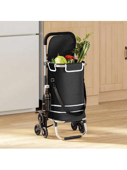 vidaXL Καρότσι Αγορών 47x39x100,5 εκ. Ύφασμα Oxford - Μαύρο
