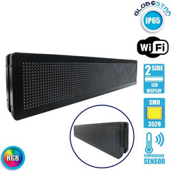 GLOBOSTAR(R) DISPLAY 90305 Κυλιόμενη Ψηφιακή Επιγραφή P10 Διπλής Όψης LED AC 220-240V Αδιάβροχο IP65 RGB - WiFi Control μέσω FK APP - Αισθητήρας Θερμοκρασίας & Υγρασίας - Μ104 x Π12 x Υ20cm
