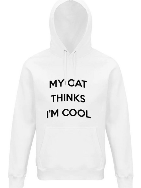 My Cat Thinks I Am Cool Φούτερ με Κουκούλα Λευκό 6450256