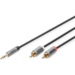 Digitus Καλώδιο Ήχου 3.5mm male - 2x RCA male Μαύρο 1m DB-510330-010-S