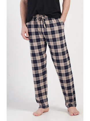 Vienetta Man Ανδρικό βαμβακερό παντελόνι καρό Plus Size (1XL-4XL)-408126 Πολλαπλά