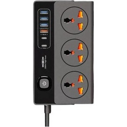 Πολύπριζο Universal 9 Σε 1 Με 3 Πρίζες AC & 6 Θύρες USB Με Καλώδιο 2m 2500W Moxom MX-ST33