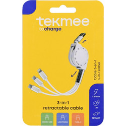 Tekmee Retractable Cable 3 in 1