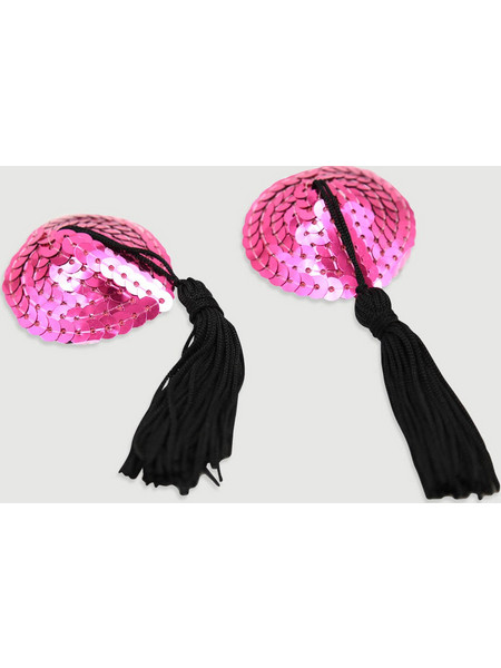 Αυτοκόλλητα Θηλών Με Παγιέτες & Κρόσσια Sequin Nipple Pasties With Tassels - Φούξια