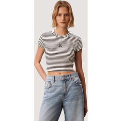 Γυναικείο Crop Top Ριγέ Λευκό/Μαύρο Calvin Klein LV047F833G-XDY
