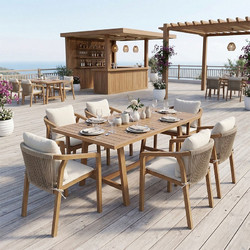 Pakoworld Malibu Σετ Τραπεζαρία Κήπου Μασίφ Ξύλο Ακακίας 7τμχ 200-001620
