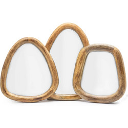 Set of 3 Pebble Shaped Mirrors - Dark Brown Finish