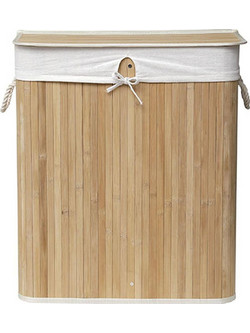 Καλάθι απλύτων bamboo με χώρισμα 32x52x63cm