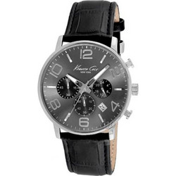 Kenneth Cole Ανδρικό Ρολόι Χρονογράφος με Μαύρο Δερμάτινο Λουράκι IKC8007