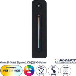 GloboStar 71545 R10 SKYDANCE Ασύρματο Χειριστήριο Αφής RF 2.4Ghz 1 Group για όλα τα RGBW+WW+CCT SKYDANCE Controller DC 3V 1 x CR2032 - IP20 Μαύρο Μ12.2 x Π5.3 x Υ1.7cm - 5 Years Warranty