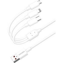 KAKUSIGA καλώδιο USB σε USB-C/Lightning/Micro USB KSC-1021, 5A, 1.2m, λευκό