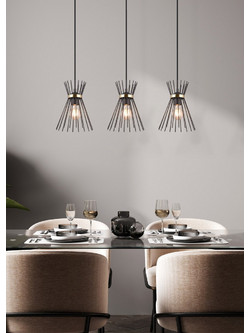 Reality Lighting Rod Κρεμαστό Φωτιστικό Οροφής Ράγα Τρίφωτο E27 Μαύρο R31533080