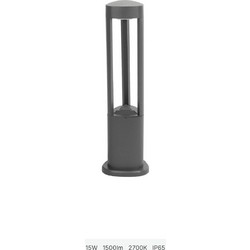 GLOBOSTAR(R) RODEMA 90545 Φωτιστικό Κολωνάκι Κήπου LED 15W 1500lm 60 AC 220-240V Αδιάβροχο IP65 Θερμό Λευκό 2700K - Γκρι Ανθρακί - Μ16.5 x Π16.5 x Υ60cm