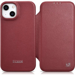 iCarer CE Premium Leather Folio MagSafe Θήκη Red (iPhone 14 Plus)