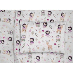 DIM Μαξιλαροθήκη Εμπριμέ Lily & Deer 179 35X45 White-Pink Cotton 100%