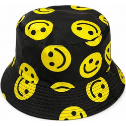 Ghetto Smiley Bucket Hat Black Yellow - Adult Size | Polyester / Cotton