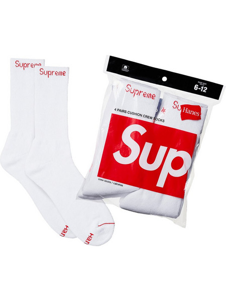 Supreme x Hanes Crew Socks 4 Pack 'White' 99HAA26WHITE MBS