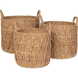 Καλάθια Αποθήκευσης Krabi Set Of 3 Seagrass Natural O28x25cm/ O32x27cm / O36x30cm House Nordic