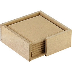Ξύλινα σουβέρ 6τμχ MDF 11,8x11,8x4,5cm 043059