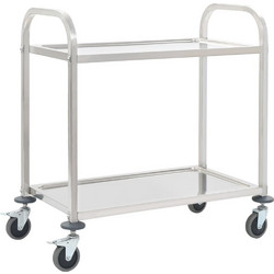vidaXL Τρόλεϊ Κουζίνας με 2 Ράφια 96,5x55x90cm από Ανοξείδωτο Ατσάλι 1 τεμ