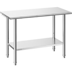 VEVOR Ανοξείδωτο Τραπέζι Εργασίας 61x122 εκ. με Ρυθμιζόμενο Ράφι CFBXGGZTLCWJNIVO5001V0