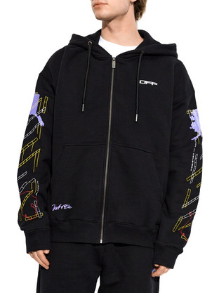 ARCHIGEOGRAPHY ARROW SKATE ZIP HOODIE MEN OFF-WHITE